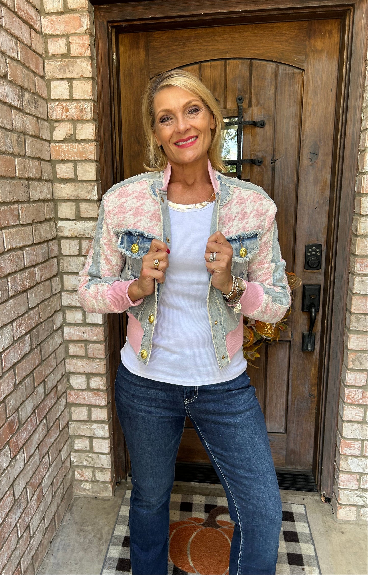 Pink and Denim Tweed Jacket/Blazer