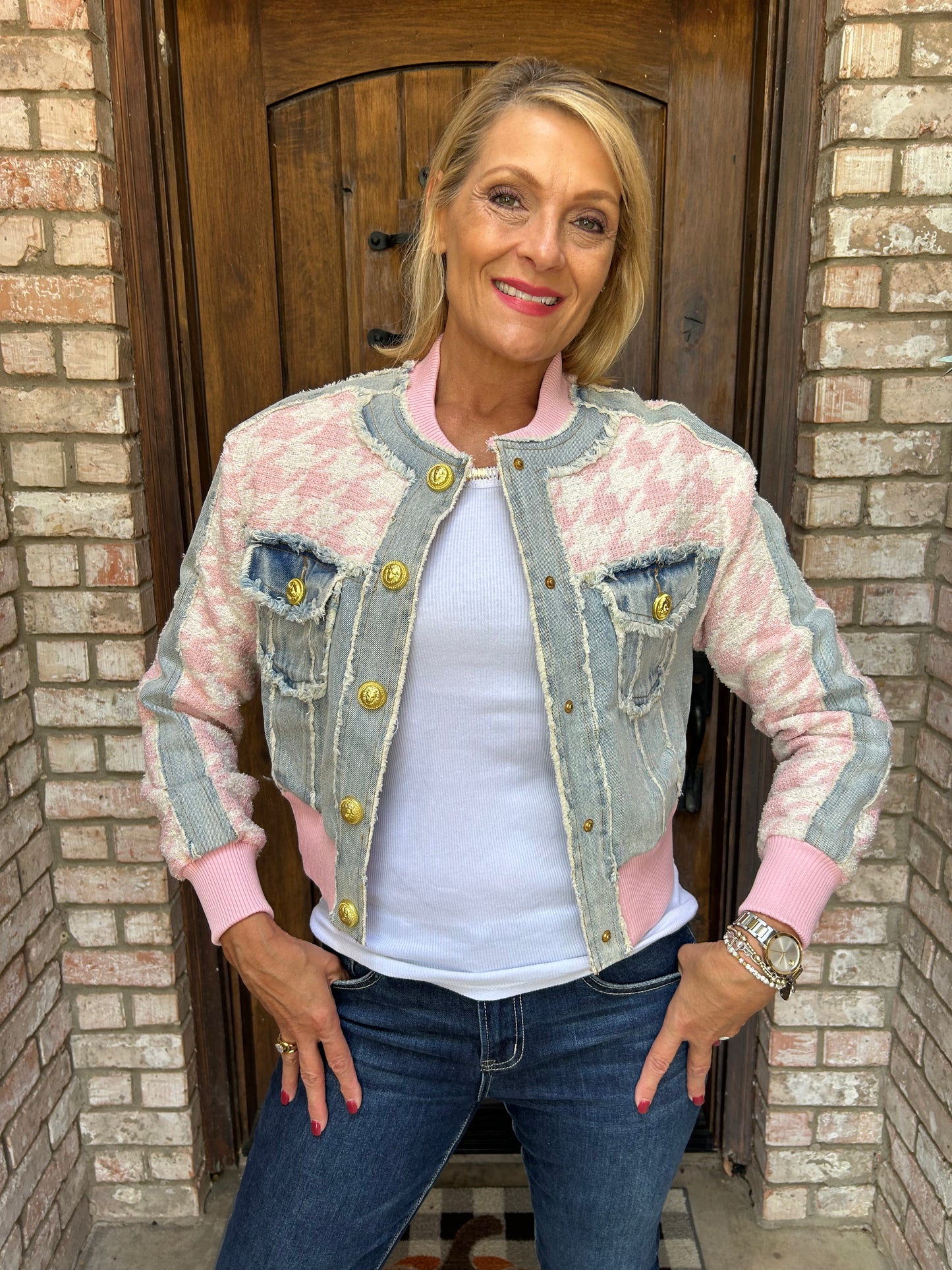 Pink and Denim Tweed Jacket/Blazer