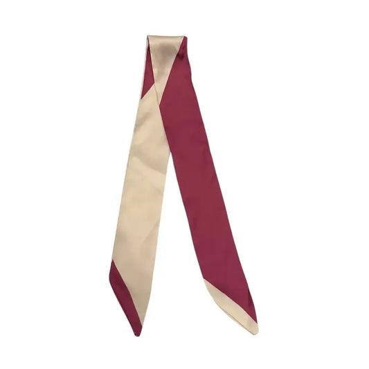 a silky twilly that is gold and maroon