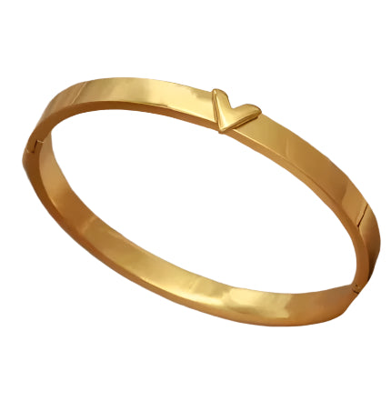 Gold Stainless Steel Letter Bangle