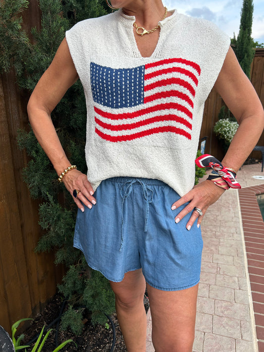 Patriotic Summer Knit Top
