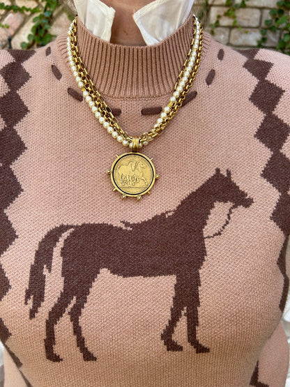 Equestrian Medallion Multistrand Necklace